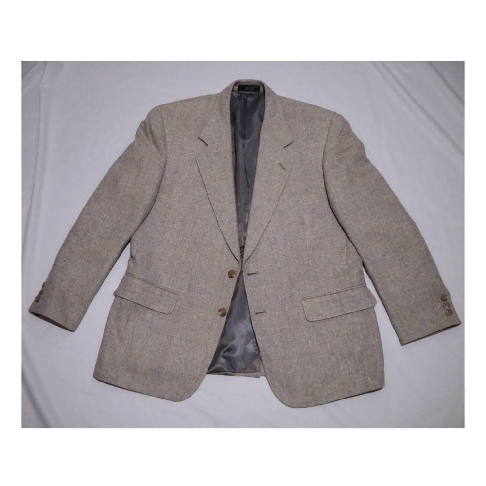 Barrington Men 42S Blazer 100% Pure Silk Sport Coat Gray Textured 2Button Jacket
